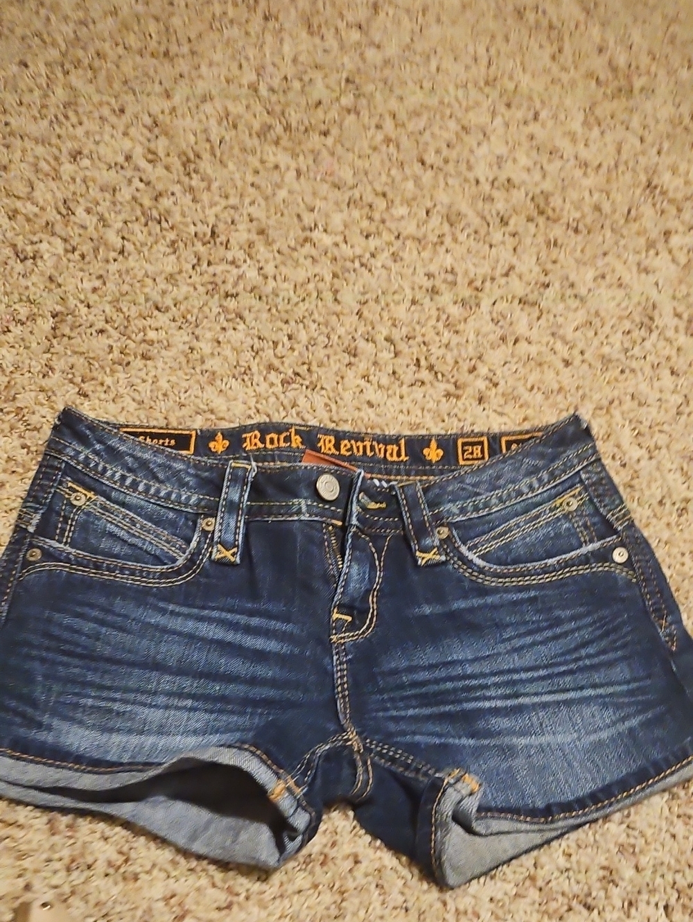 Rock Revival Indigo Blue Cuffed Denim Shorts